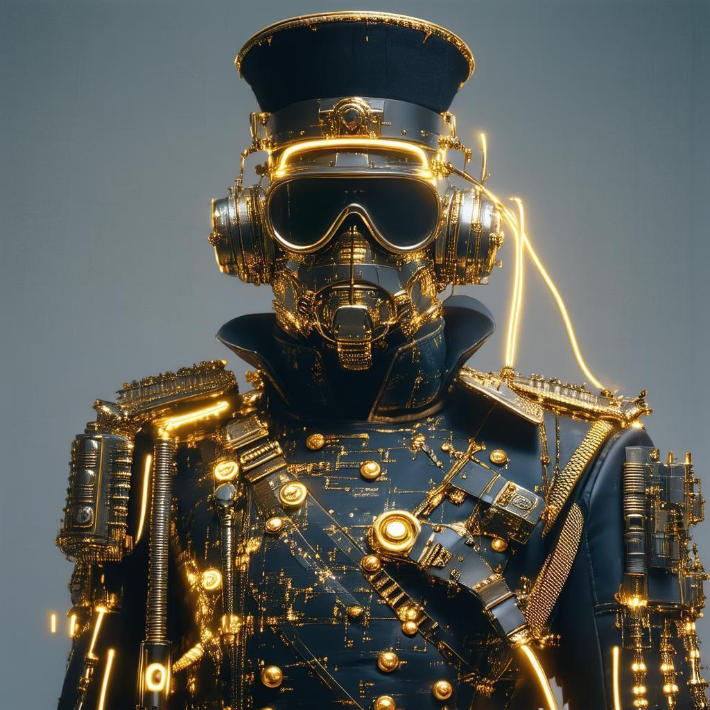 Steampunk Military Uniform With Gold Circuitry