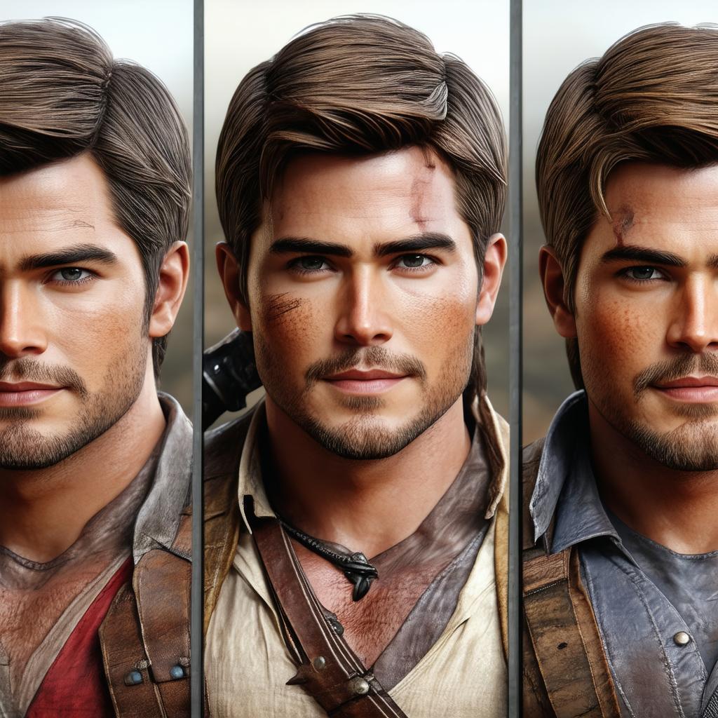 Triple Faced Nathan Drake Fantasy Model