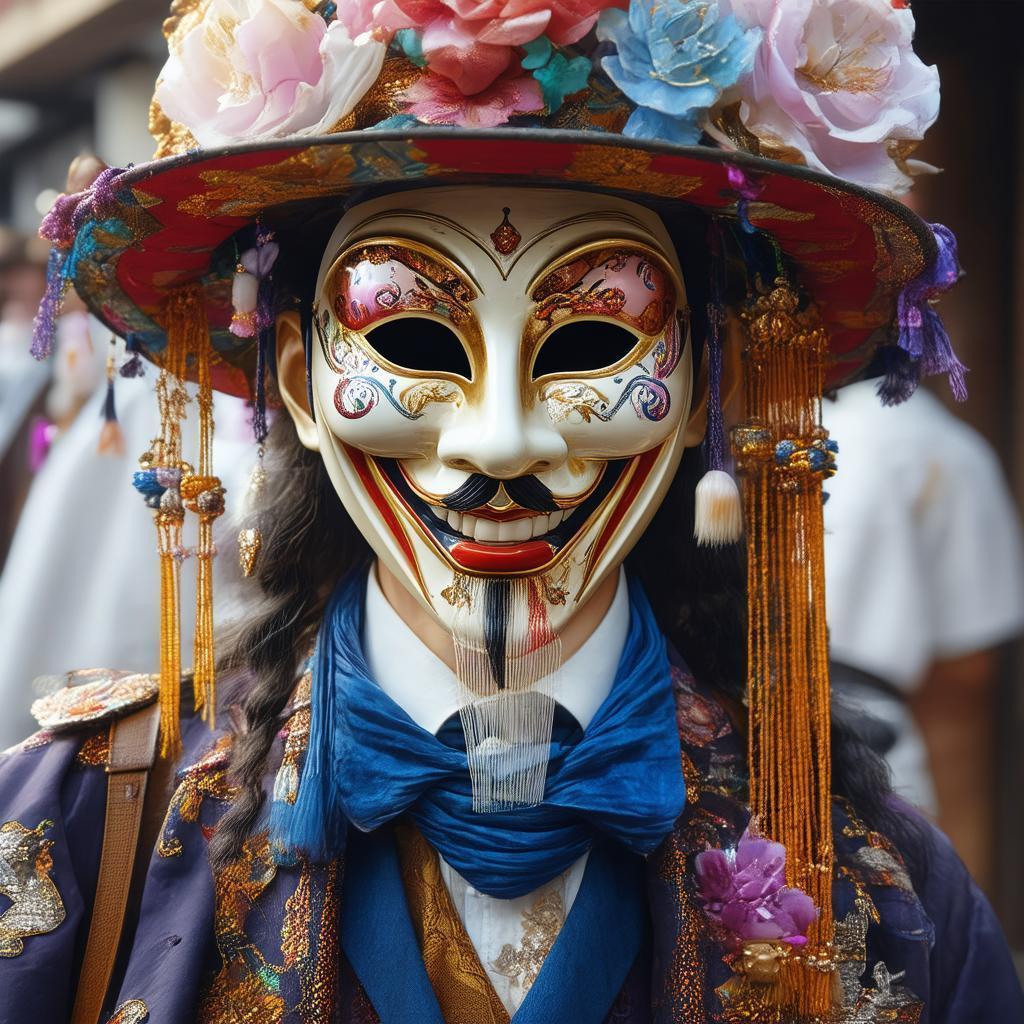 Cinematic Portrait Of Happy Mask Salesman