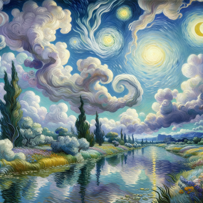 Van Gogh Style Ethereal Landscape Depiction