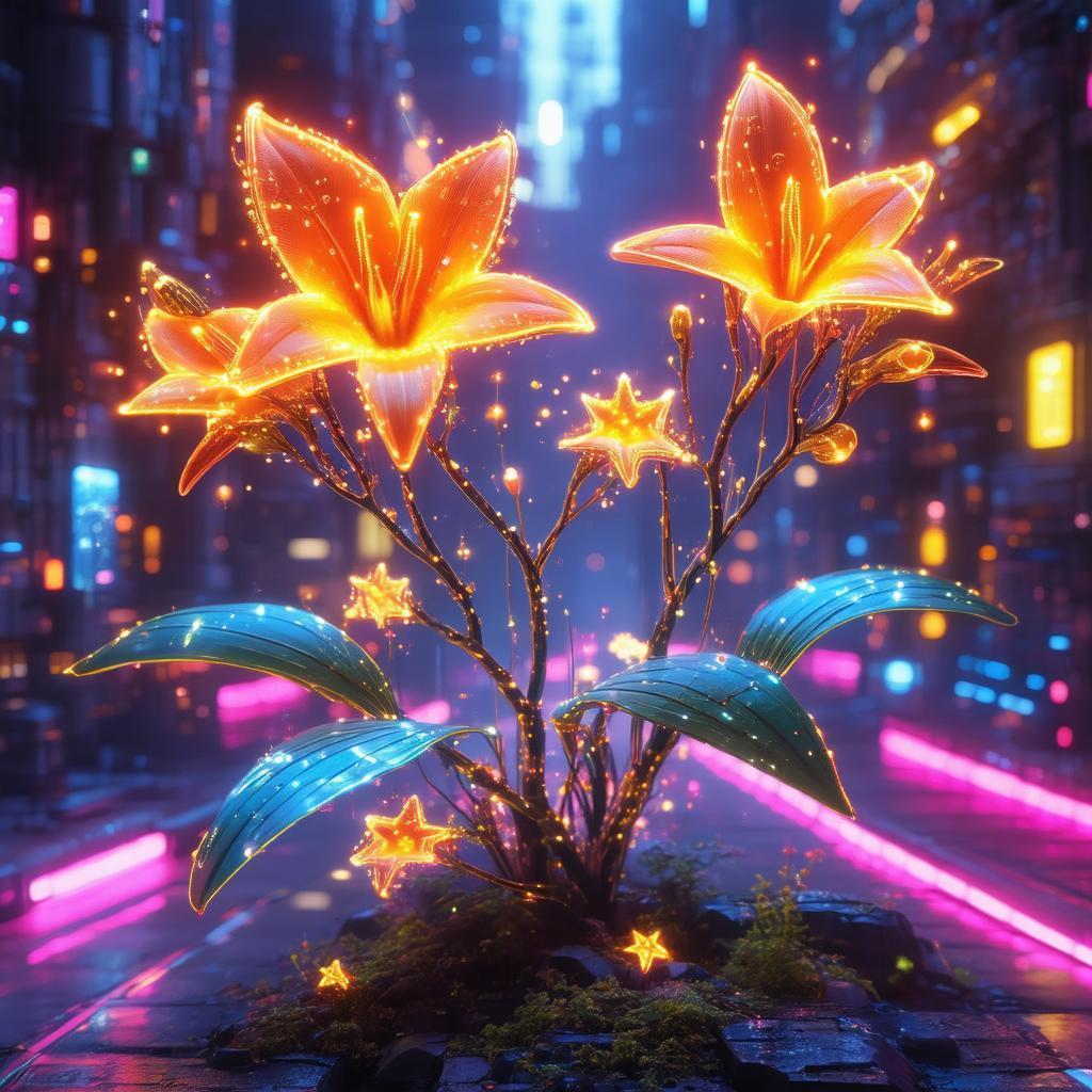 Neon Plant With Star Shaped Blooms