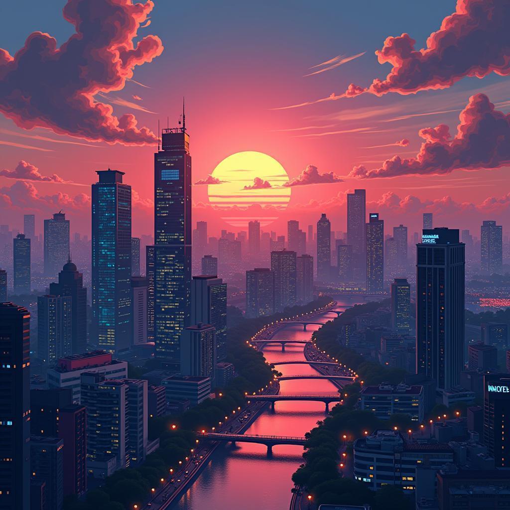 Anime Downtown Singapore At Neon Sunrise