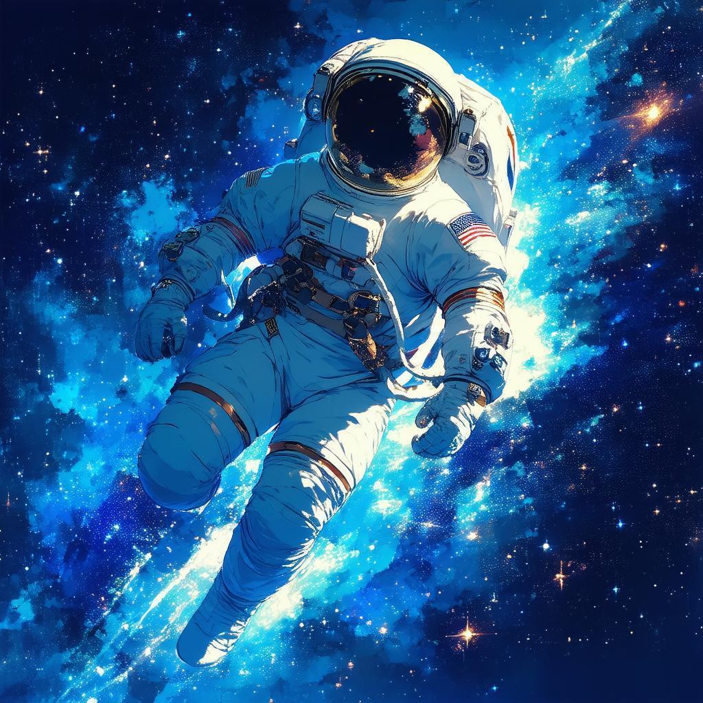 Anime Astronaut Adrift In Tiffany Blue