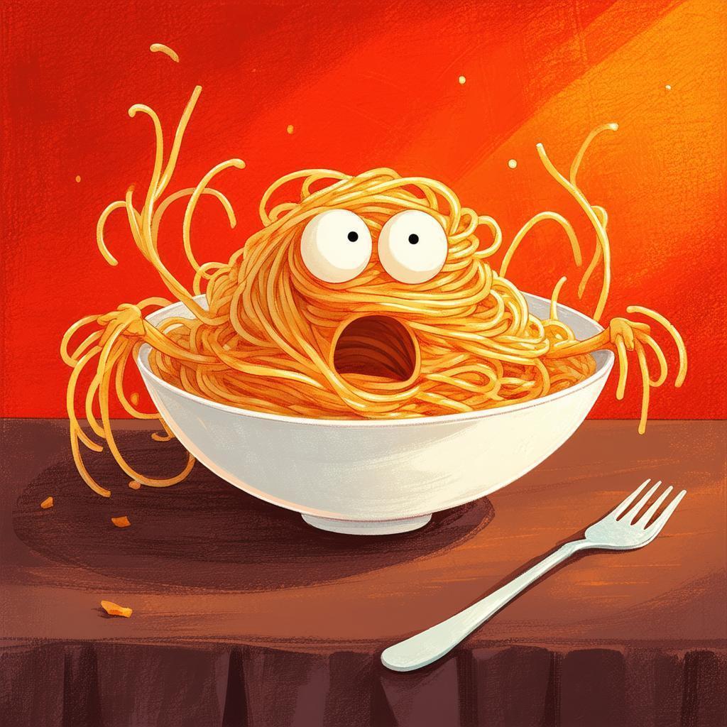 Surprised Spaghetti Bowl With Lively Limbs