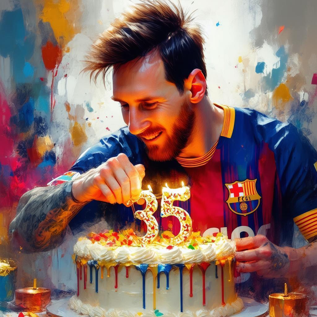 Messi Savoring Cake In Painterly Fantasy