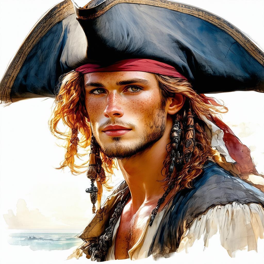 Sketch Of A Charming Redheaded Pirate