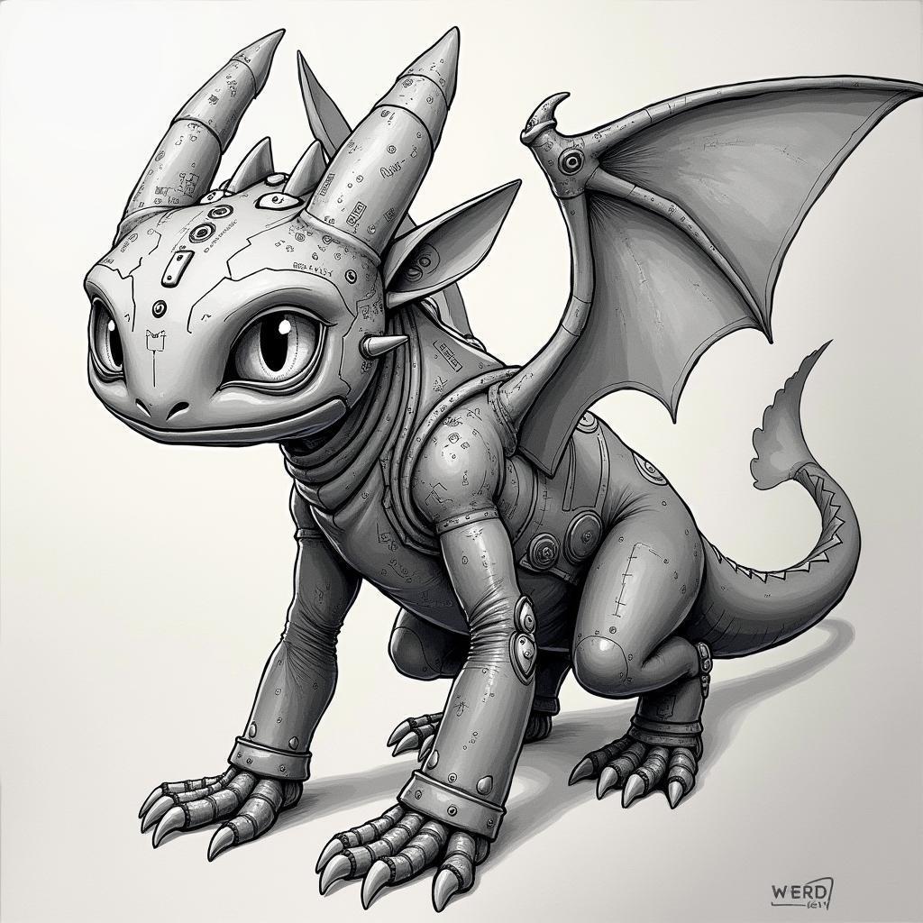 Technical Blueprint Of Toothless In Detail