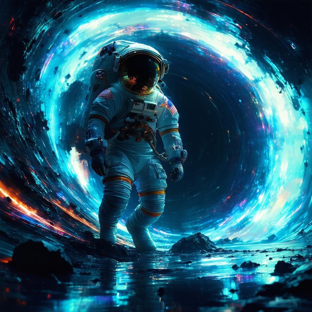 Astronaut Falling Into Synthwave Black Hole