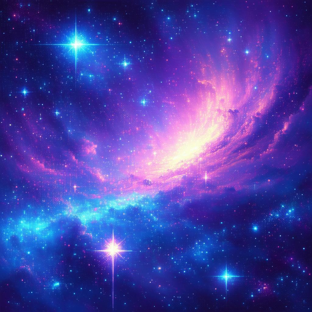 Eight Bit Galaxy Core In Purple Stars