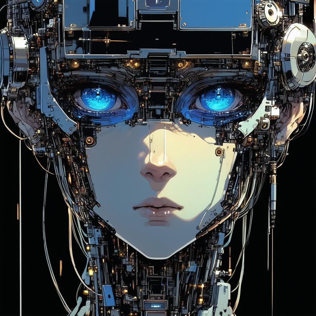 Dystopian Machine Face With Intricate Gears