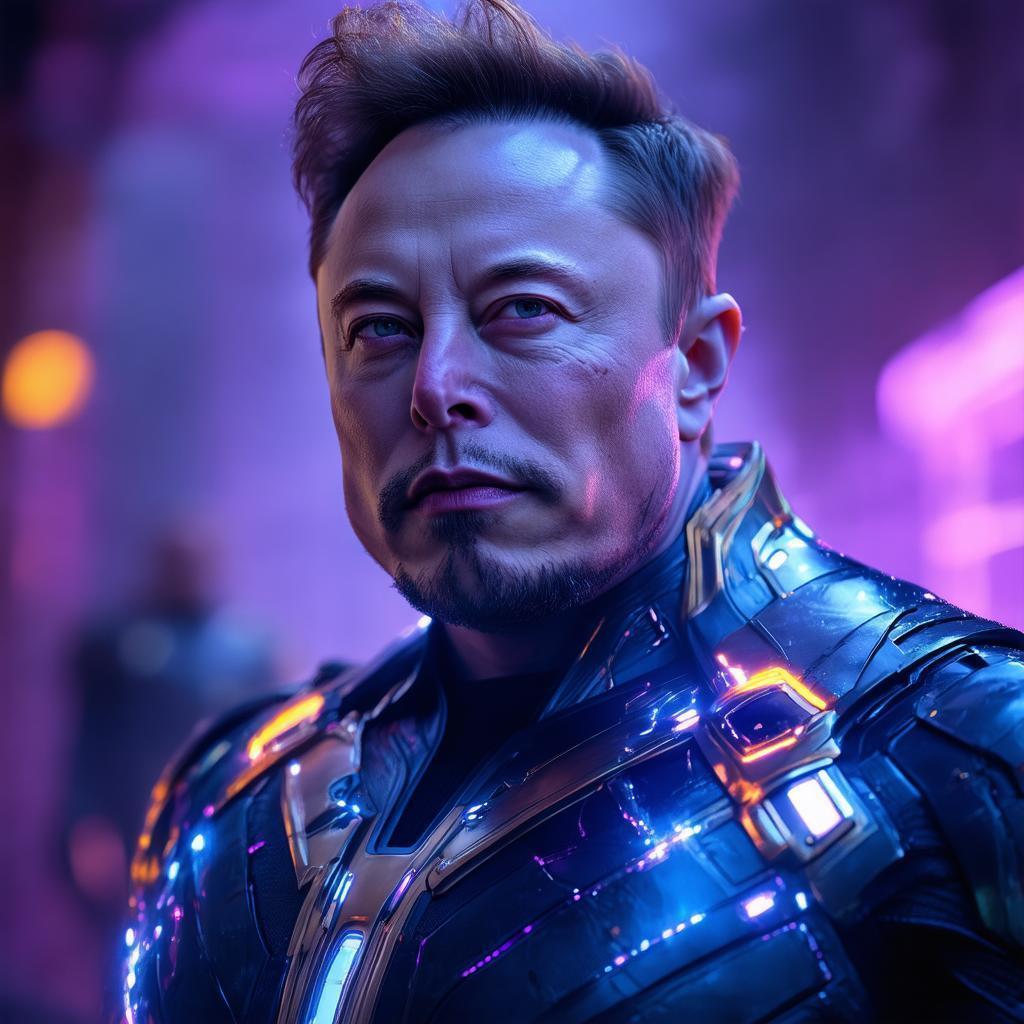 Elon Musk As Neonpunk Thanos