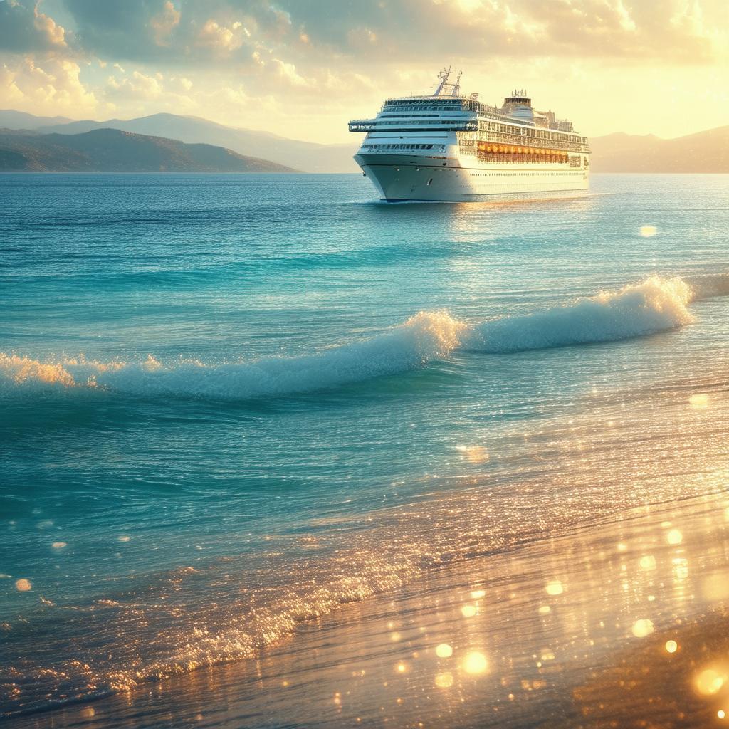 Majestic Cruise Ship Passing Serene Beach