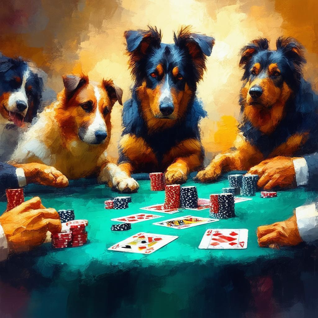 Dogs Playing Poker In Painterly Strokes