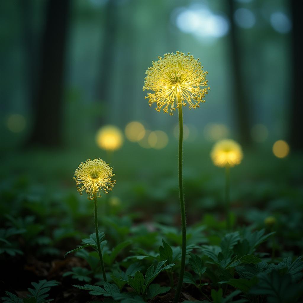 Enchanted Adiantum Glowing In Fantasy Forest