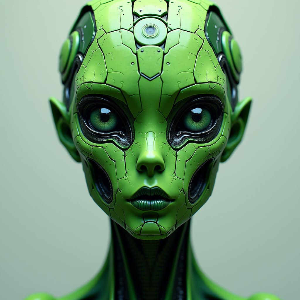 Symmetrical Cutout Of Green Machine Alien
