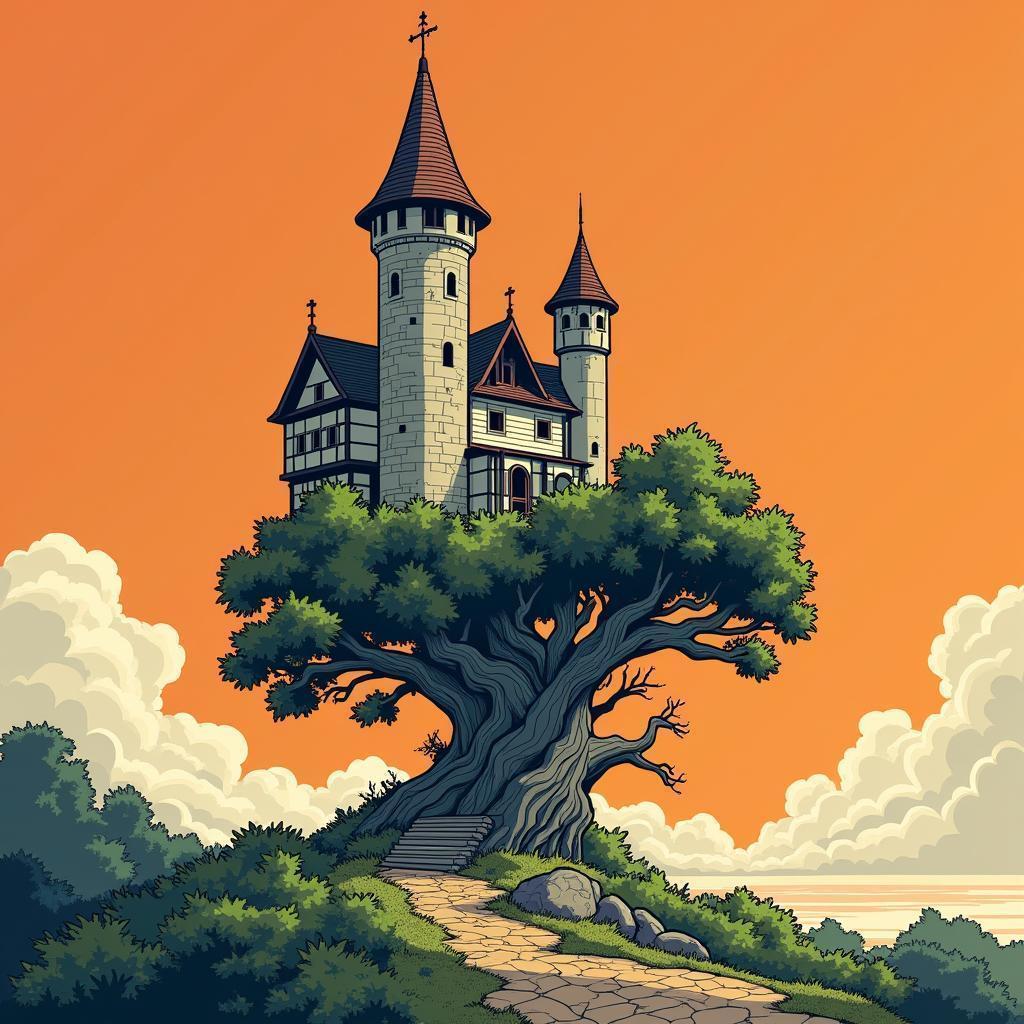 Epic Castle Atop Colossal Stone Tree