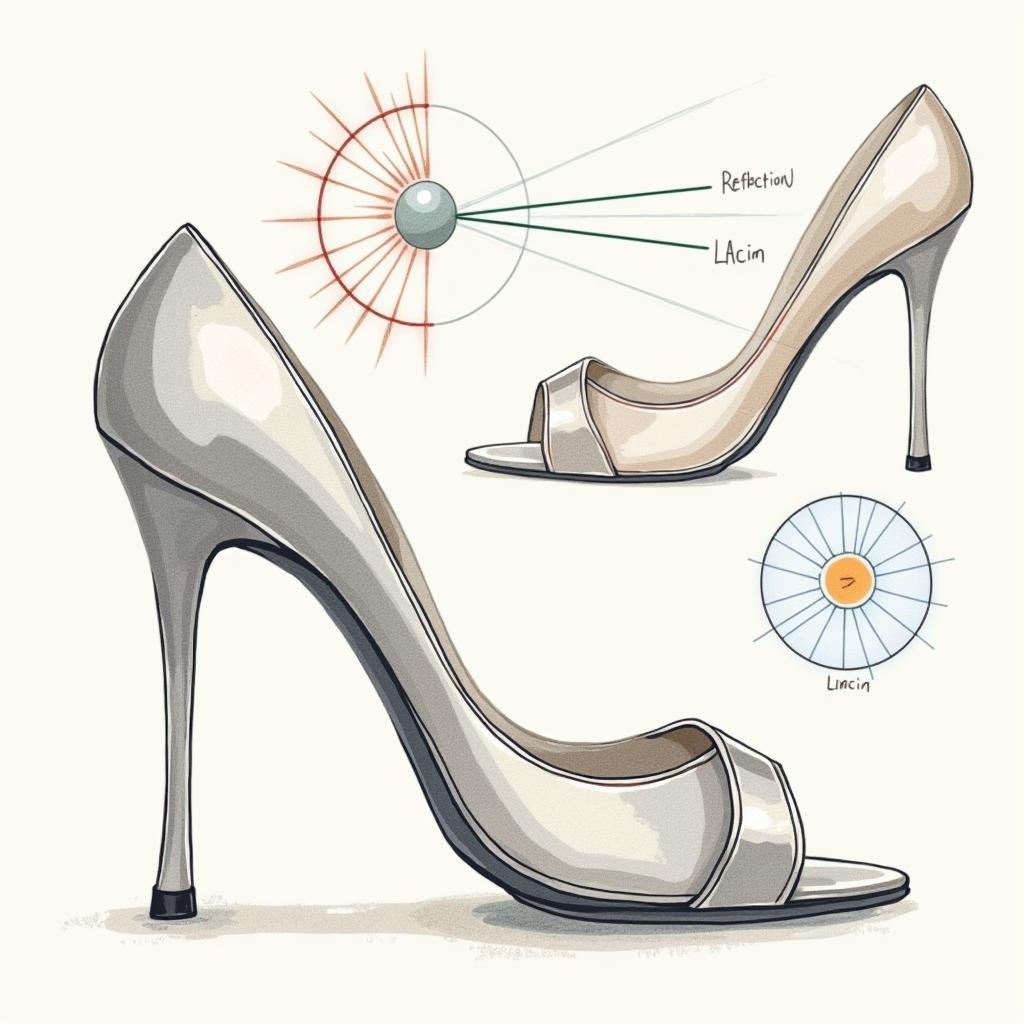Scientific Illustration of Elegant Refractive High Heels