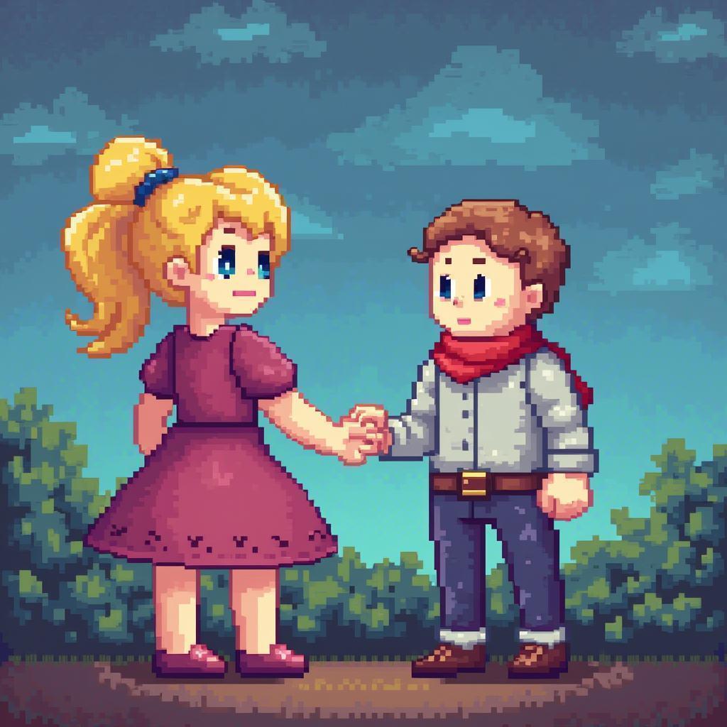 Two Pixel Heroes Telling a Blocky Story