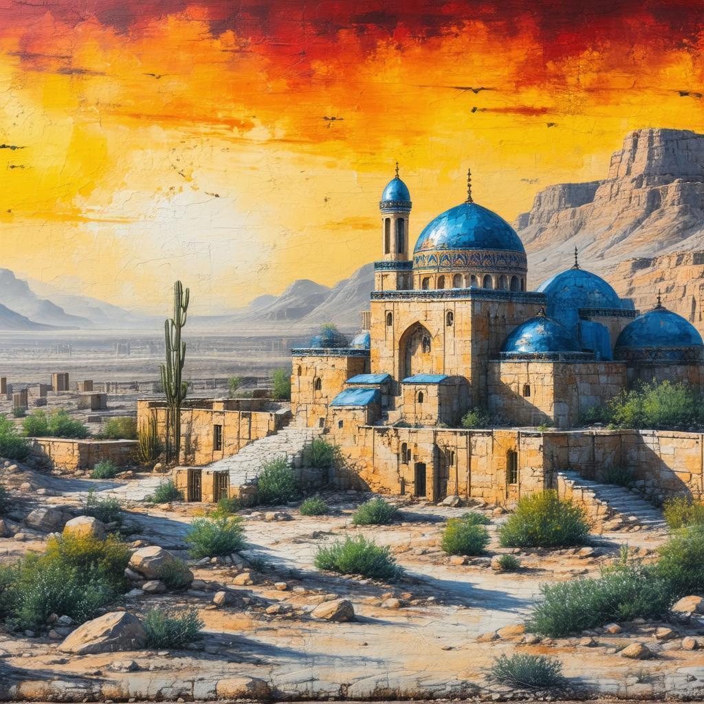 Spray Paint Mural of an Umayyad Monastery