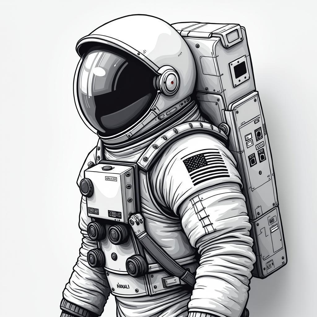Symmetrical Whiteboard Astronaut in Midsommar Style