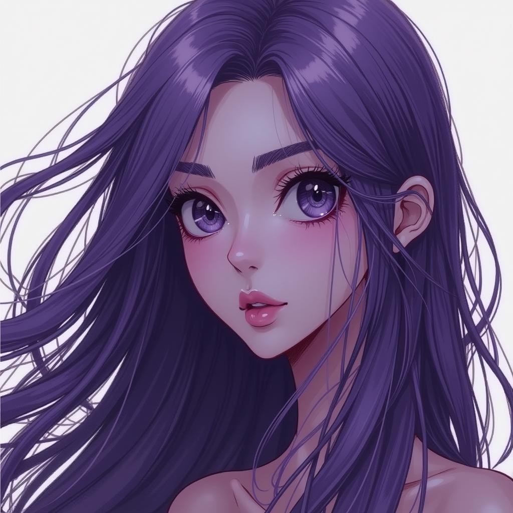 Kawaii Portrait of a Purple Haired Enchantress