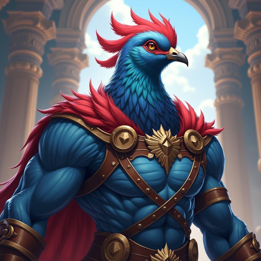 Armored Pigeon Warrior in Epic Fantasy Realm