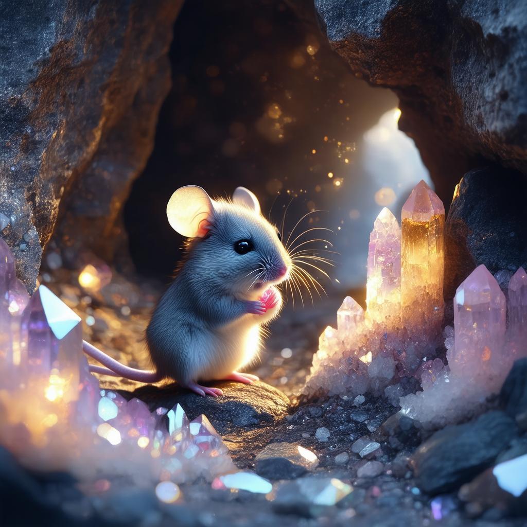 Hooded Mouse on a Celestial Crystal Adventure