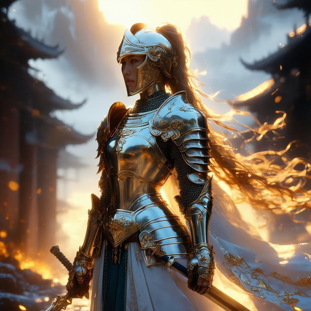 Volumetric 3D Warrior Woman in Intricate Armour