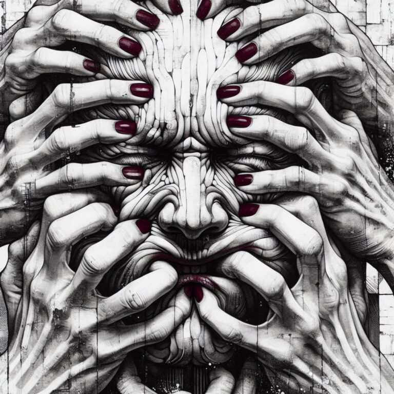Abstract Expressionism of Squeezed Face
