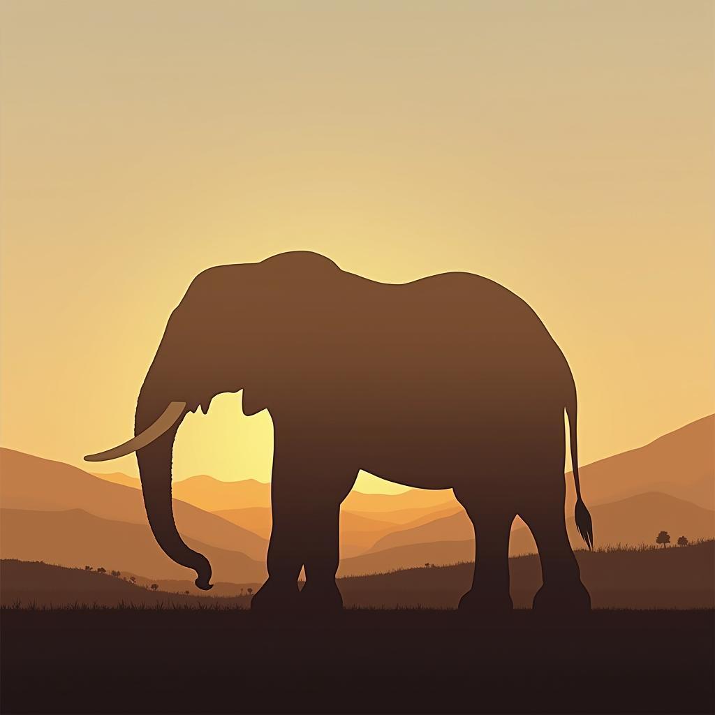 Elephant Silhouette Against a Golden Gradient Sky