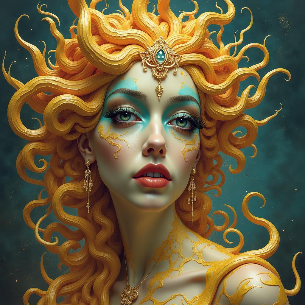 Surreal Hydra Empress With Melting Dreamlike Forms
