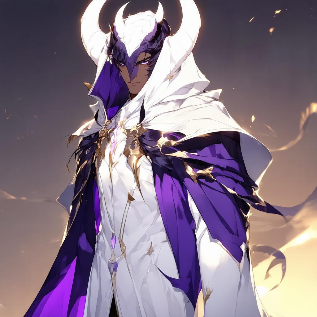 Ghibli Demon in White and Purple Cloak
