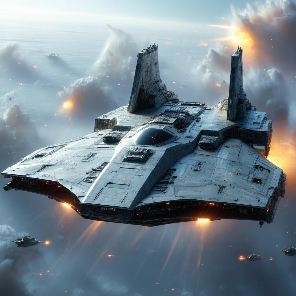 Epic Space Battle in Classic Sci Fi Style