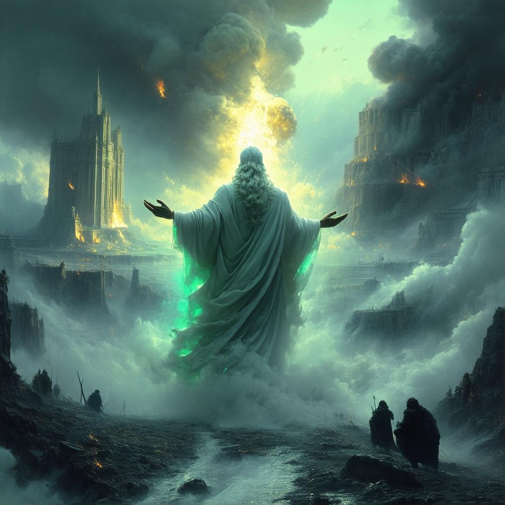 God in Ethereal Mist Above Nuclear Fire