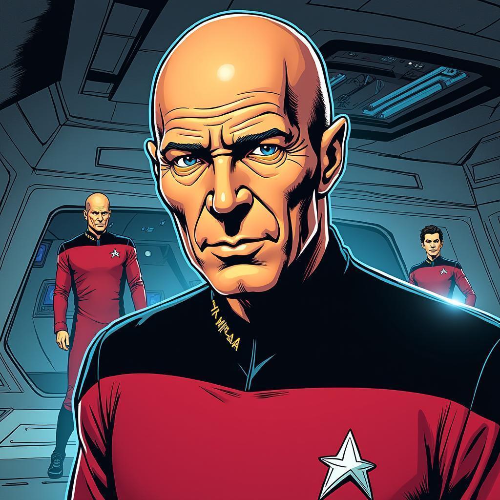 Manga Picard Commanding the USS Enterprise