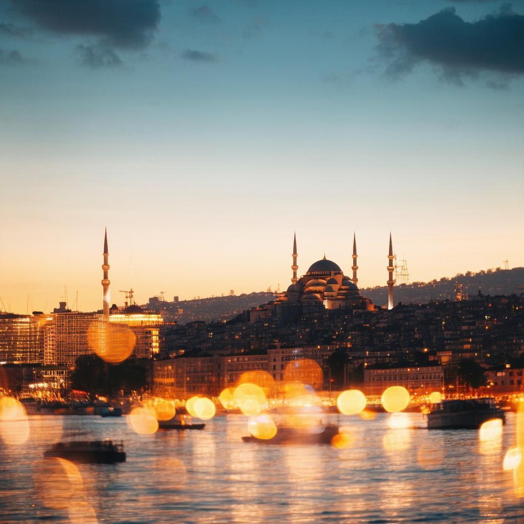Golden Hour Skyline of Istanbul at Sunset