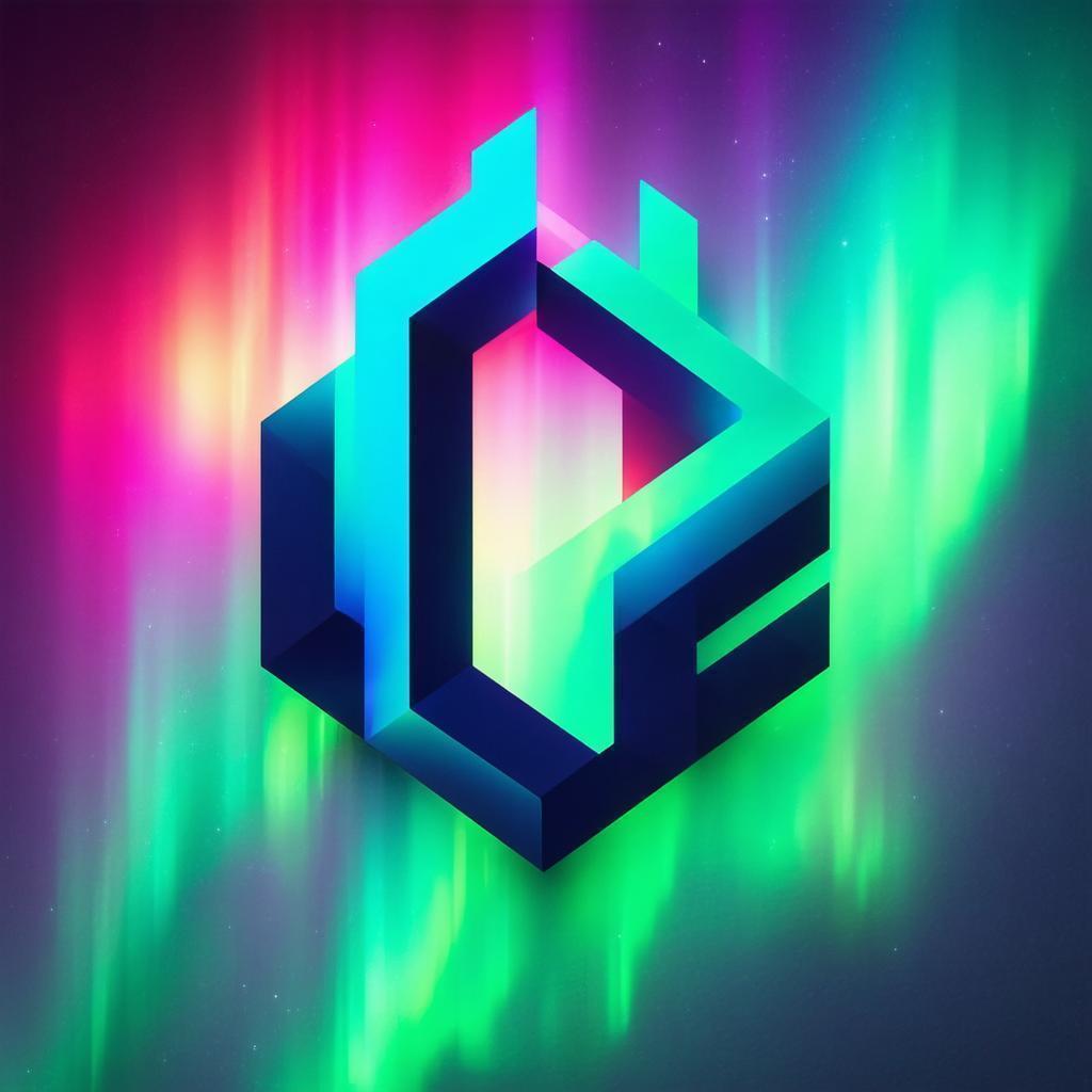 Sleek 3D Logo Woven From Northern Lights