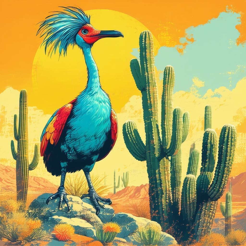 Manga Dodo Crouching on a Saguaro Cactus