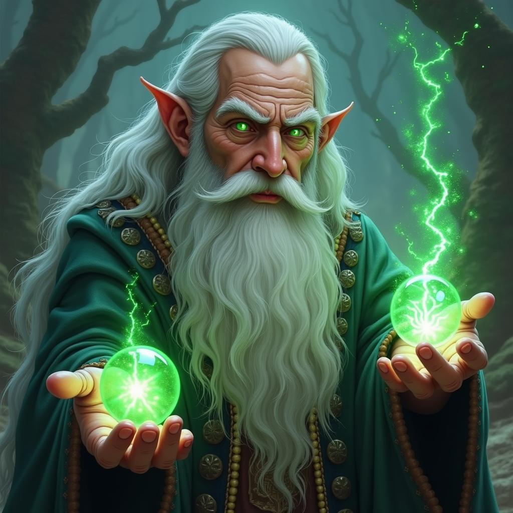 Silver Bearded Wizard in a Fantasy Realm