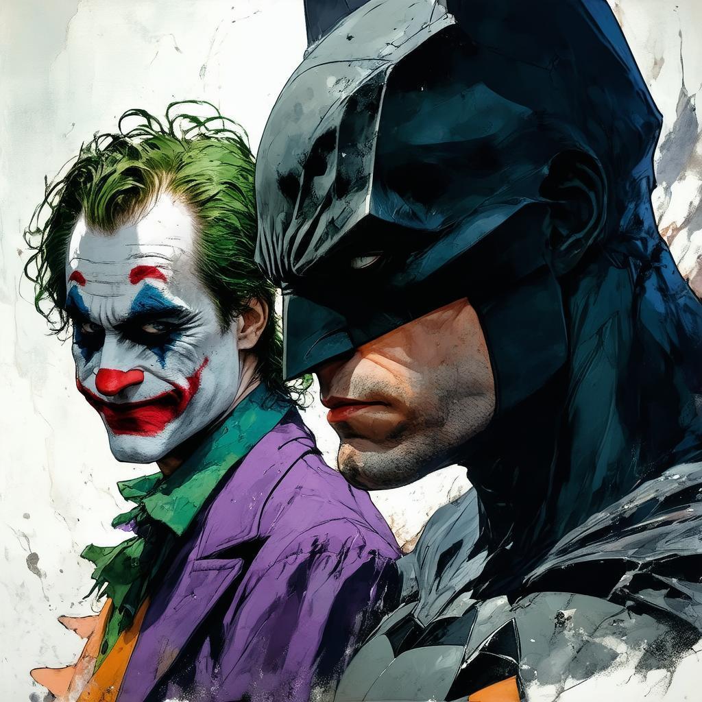 Heroic Joker Facing Villain Batman in Anime