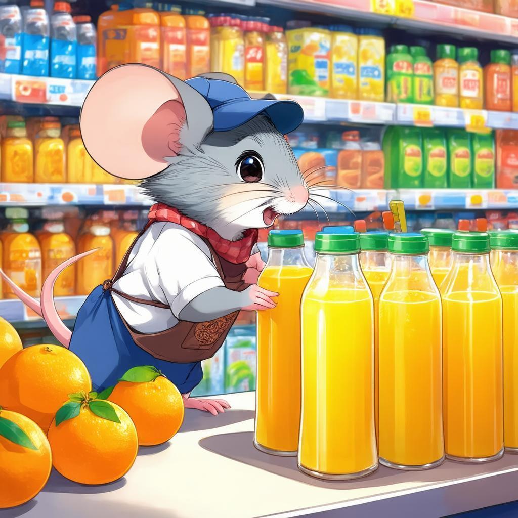 Old Anime Mouse Shopping for Orange Juice