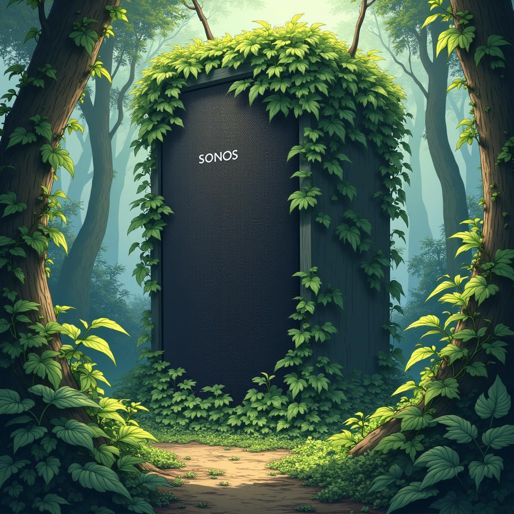 Overgrown Sonos Speaker Lost in Anime Forest