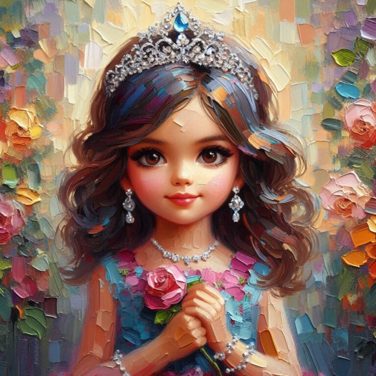 Cute Girl Dreaming of Becoming a Princess