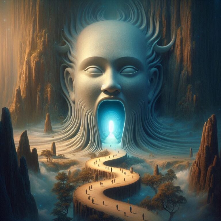 Colossal Demon Head with Eerie Atmosphere