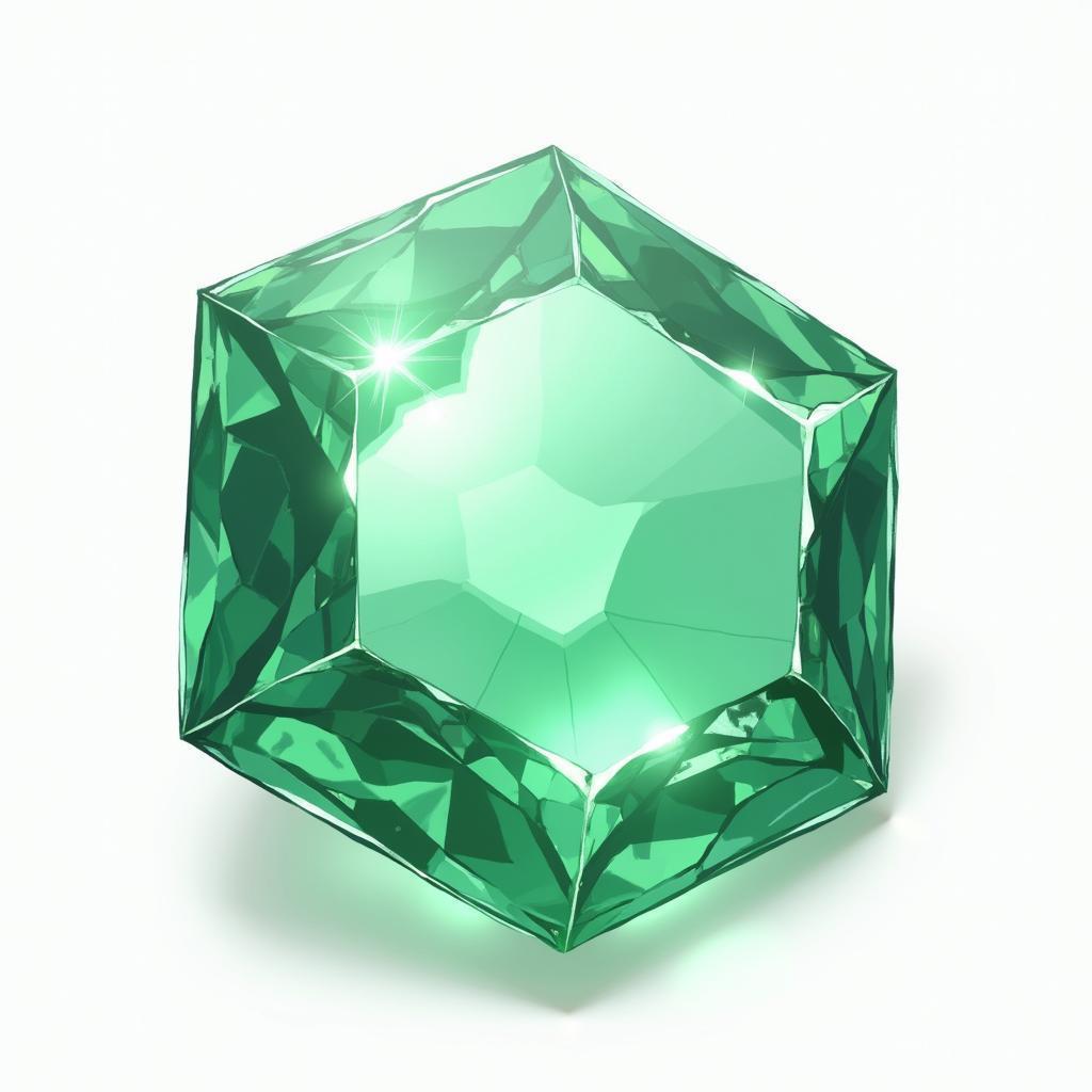 Anime Line Drawing of an Emerald Gemstone