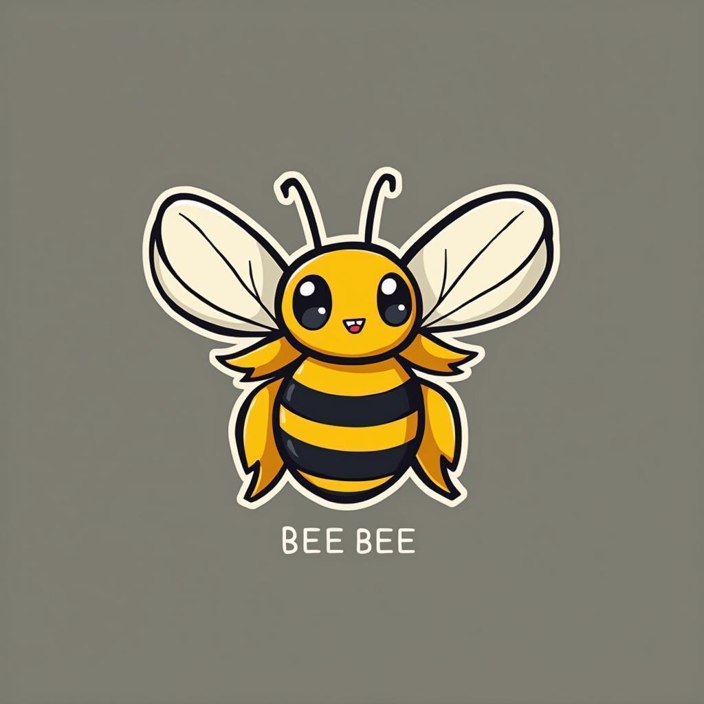 Minimal Manga Bee Logo With Expressive Eyes