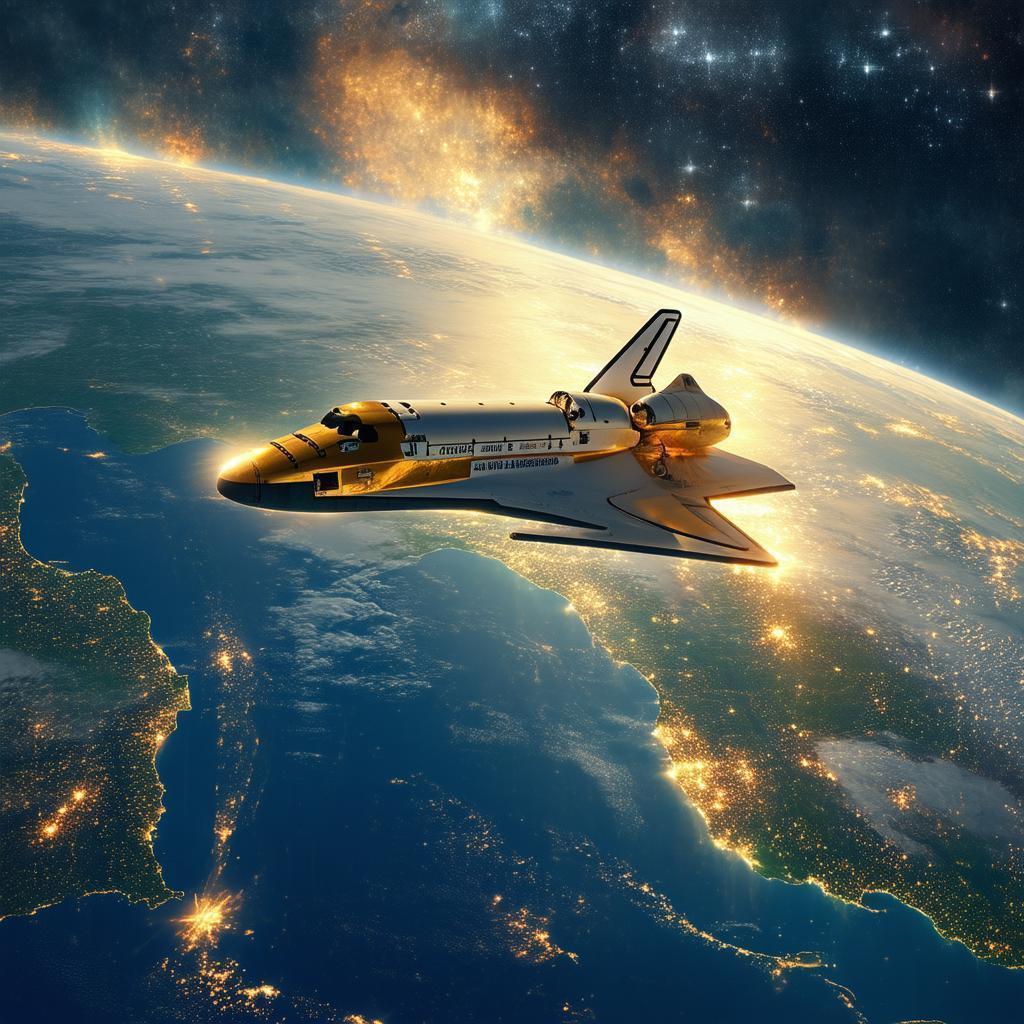 Golden Shuttle Endeavour Soaring Above Mystical Earth