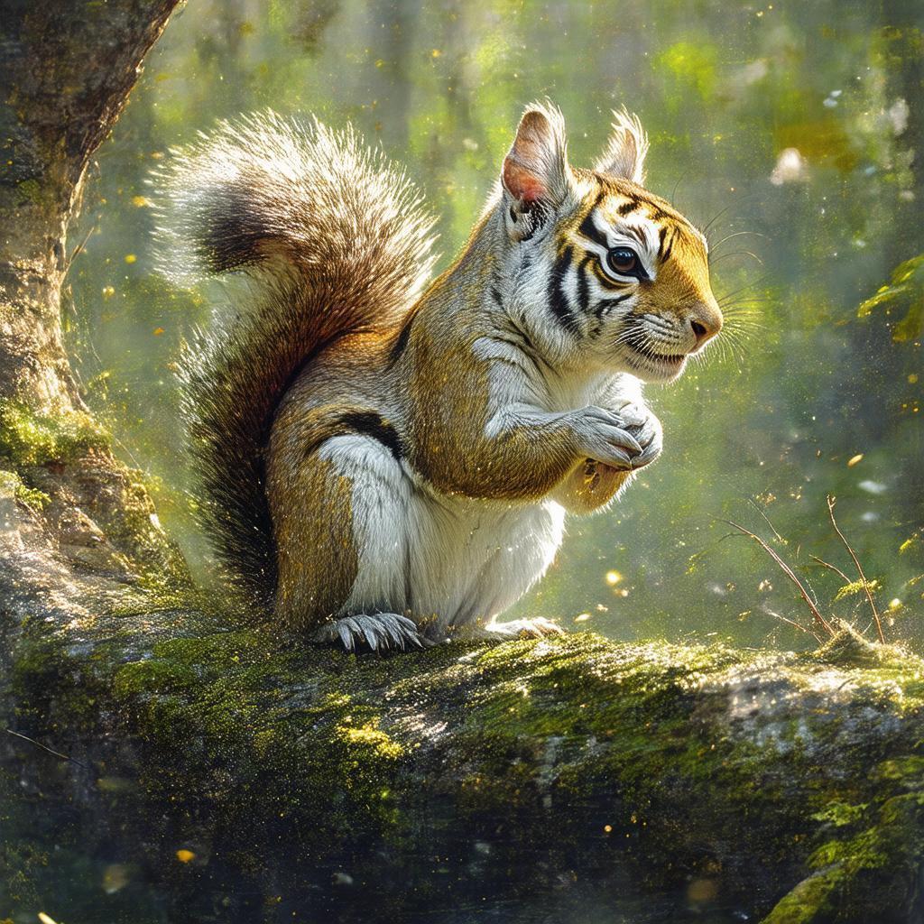 Squirrel Tiger Hybrid in Epic Fantasy Bokeh