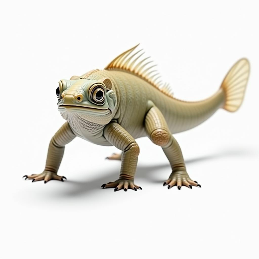 Cinematic Fish Iguana Hybrid on Plain White
