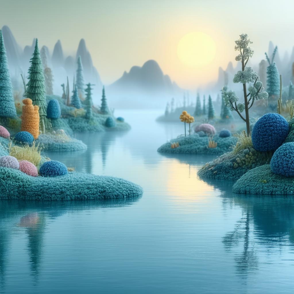 Dreamy Claymation Lake in Foggy Dawn Light